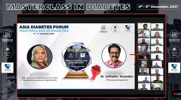 Dr. Jothydev Kesavadev received the Diabetes Technology Man of Millennium award at the Asia Diabetes Forum