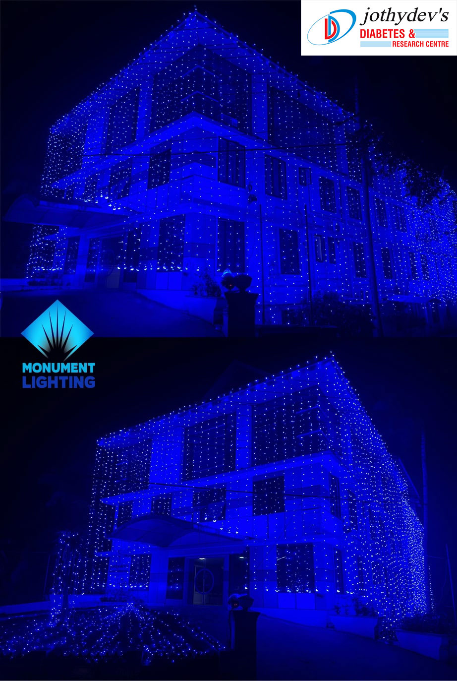 Blue monument lighting