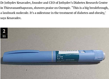 Article quoting Dr.Jothydev Kesavadev