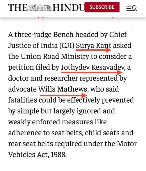 Seat-Belt Safety: Dr. Jothydev Kesavadev’s PIL Draws Attention to Rear-Seat Compliance